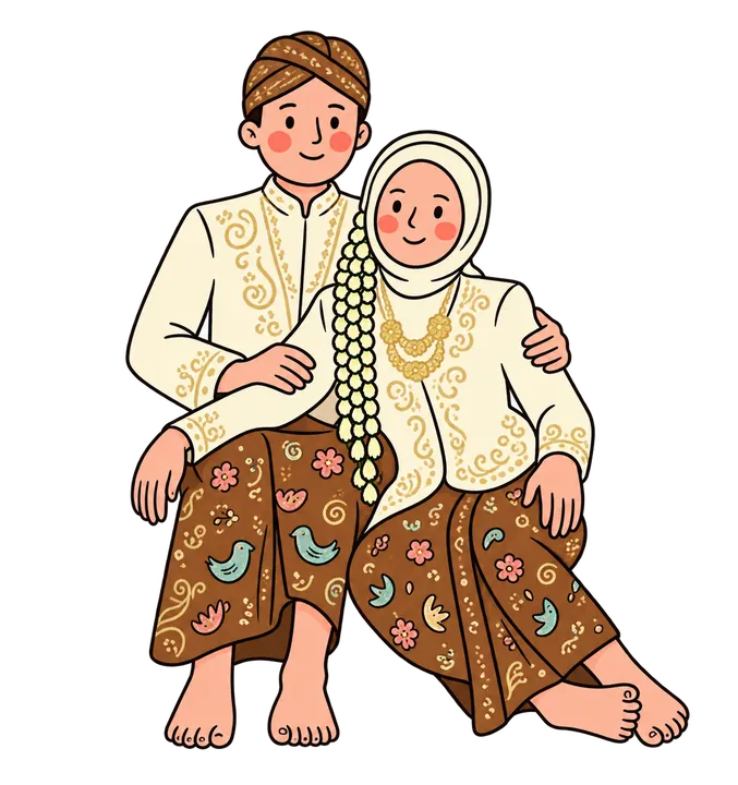 Ilustrasi pasangan pengantin Jawa