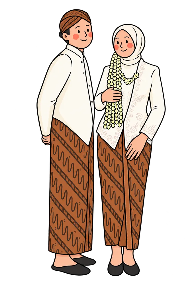 Ilustrasi pasangan pengantin Jawa
